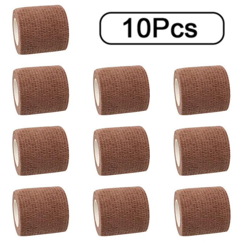 10 Rolls Athletic Wrap Tape Self Adhesive Elastic Bandage Elastoplast Sports Protector Knee Finger Shoulder Tattoo Accessories