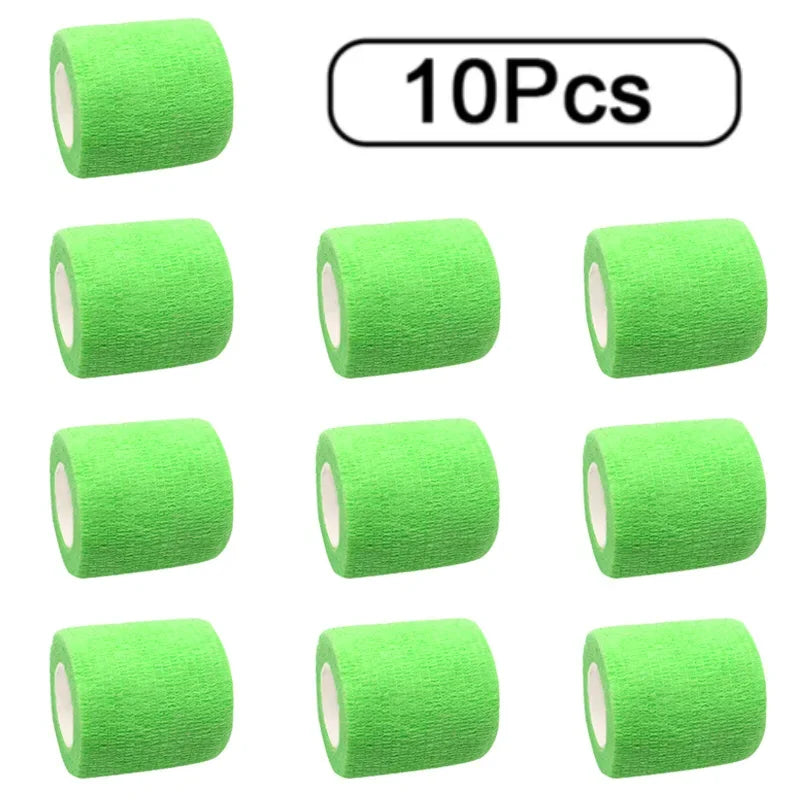 10 Rolls Athletic Wrap Tape Self Adhesive Elastic Bandage Elastoplast Sports Protector Knee Finger Shoulder Tattoo Accessories