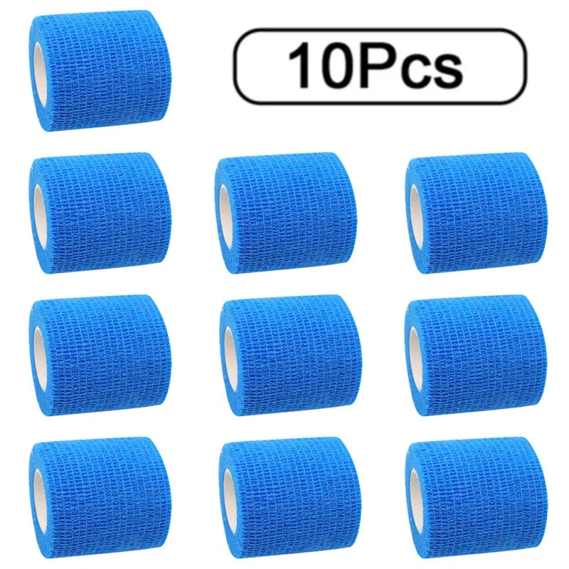 10 Rolls Athletic Wrap Tape Self Adhesive Elastic Bandage Elastoplast Sports Protector Knee Finger Shoulder Tattoo Accessories