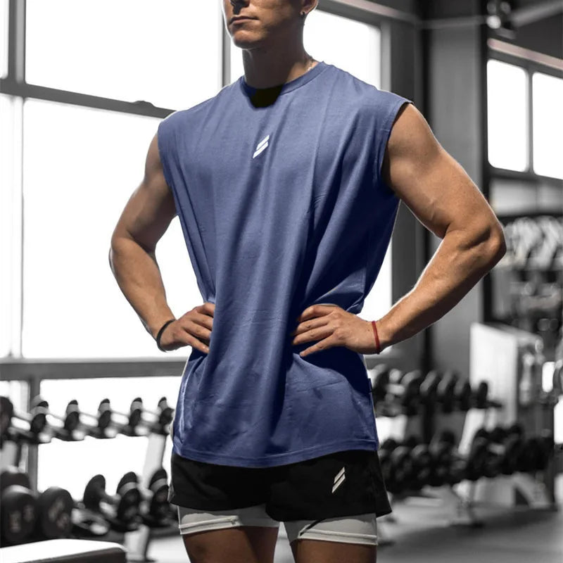 Camiseta deportiva sin mangas para hombre, chaleco de secado rápido, transpirable, holgado, para entrenamiento, Verano