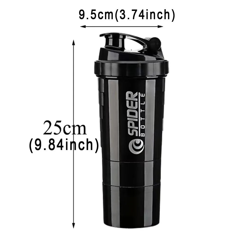 3 Layers Shaker Protein Bottle Powder Shake Cup Water Bottle Plastic Mixing Cup Body Building Exercise Bottle