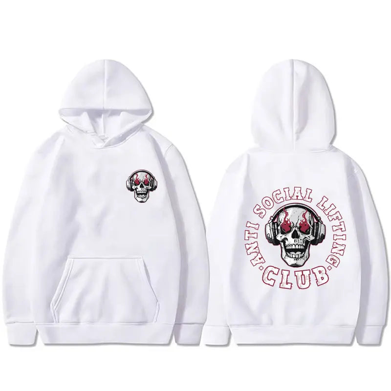 Anti Social Lifting Club Double Sided Print Hoodie Men Women Fashion Oversized Hooded Tracksuit Funny Skeleton Graphic Hoodies