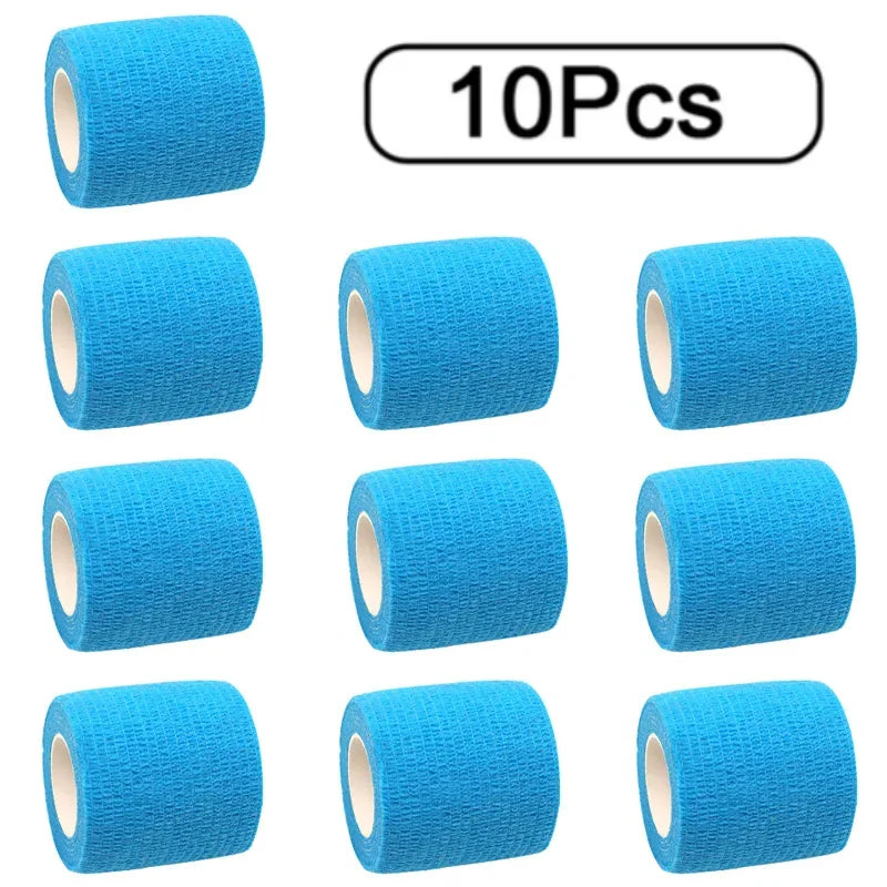 10 Rolls Athletic Wrap Tape Self Adhesive Elastic Bandage Elastoplast Sports Protector Knee Finger Shoulder Tattoo Accessories