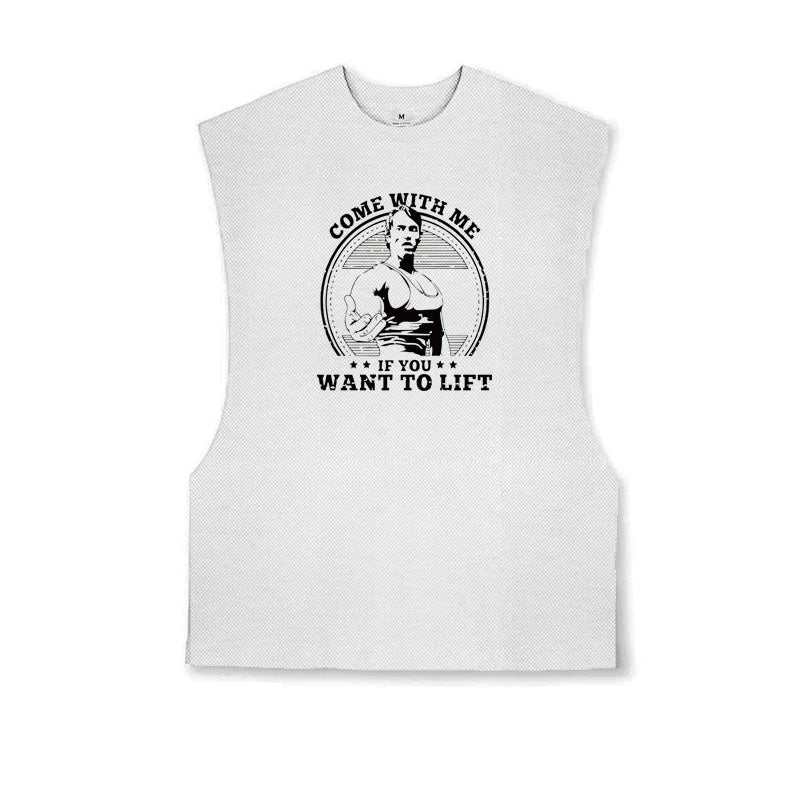 Come with Me If You Want To Lift Arnold Oversized Open Side Cut Off Gym Tank Top Mens Bodybuilding Fitness Workout Muscle Vest