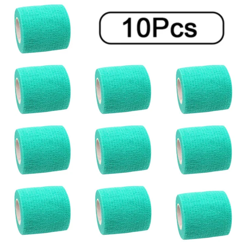 10 Rolls Athletic Wrap Tape Self Adhesive Elastic Bandage Elastoplast Sports Protector Knee Finger Shoulder Tattoo Accessories