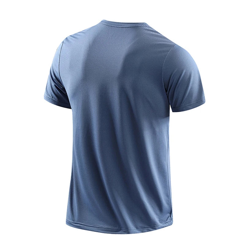 CHRLCK Men's Running Quick Drying T-shirts Breathable Hiking Fishing Tees Soft Elasticity Outdoor Sports Short Shirt Summer