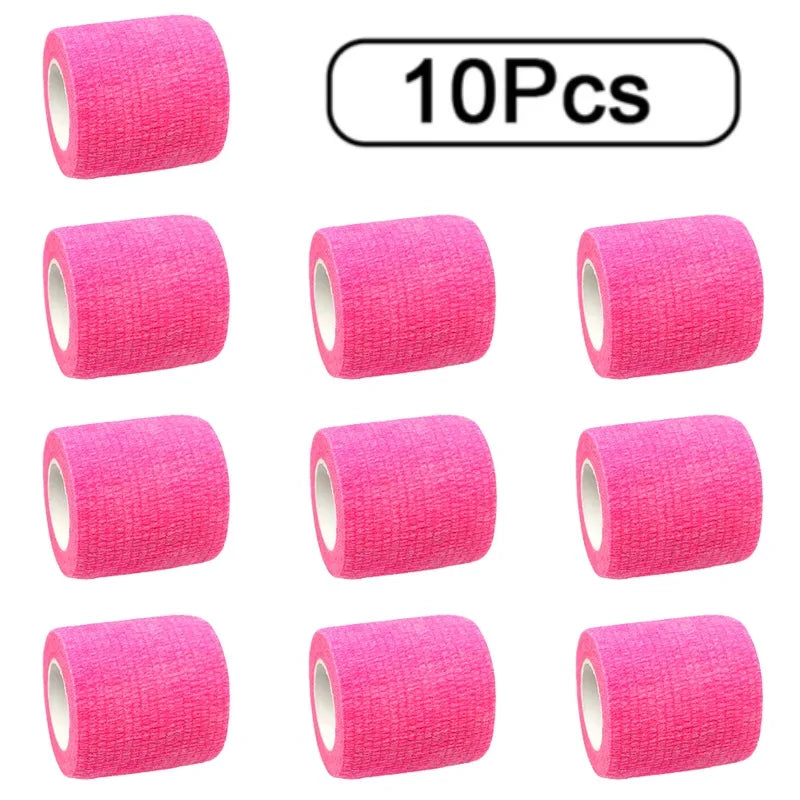 10 Rolls Athletic Wrap Tape Self Adhesive Elastic Bandage Elastoplast Sports Protector Knee Finger Shoulder Tattoo Accessories