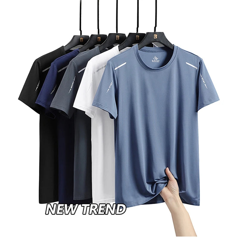 CHRLCK Men's Running Quick Drying T-shirts Breathable Hiking Fishing Tees Soft Elasticity Outdoor Sports Short Shirt Summer