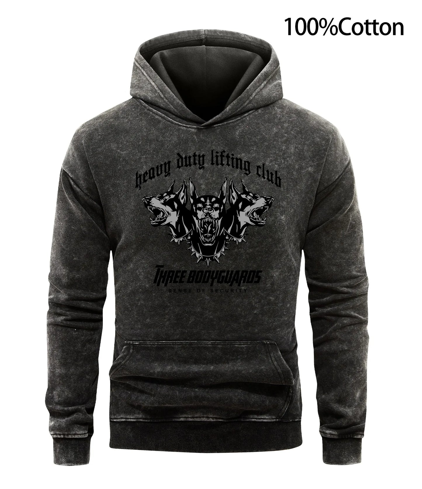 Heavy Duty Lifting Club Three Bodyguards Men Hoodie Doberman Hooded Dog Hoodies Man Fit Spring Autumn Clothing