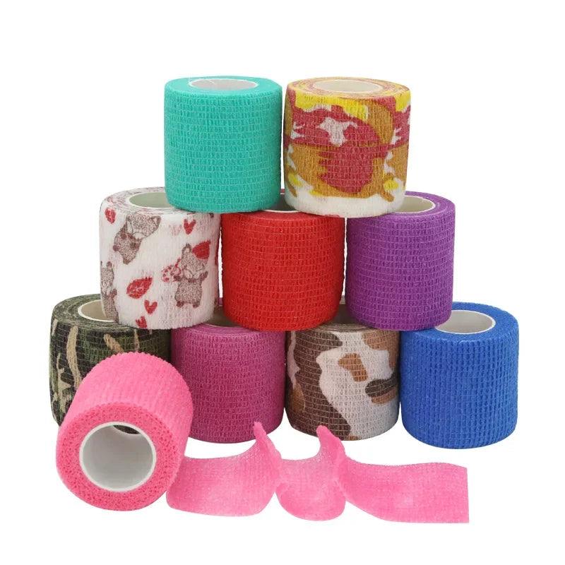 10 Rolls Athletic Wrap Tape Self Adhesive Elastic Bandage Elastoplast Sports Protector Knee Finger Shoulder Tattoo Accessories