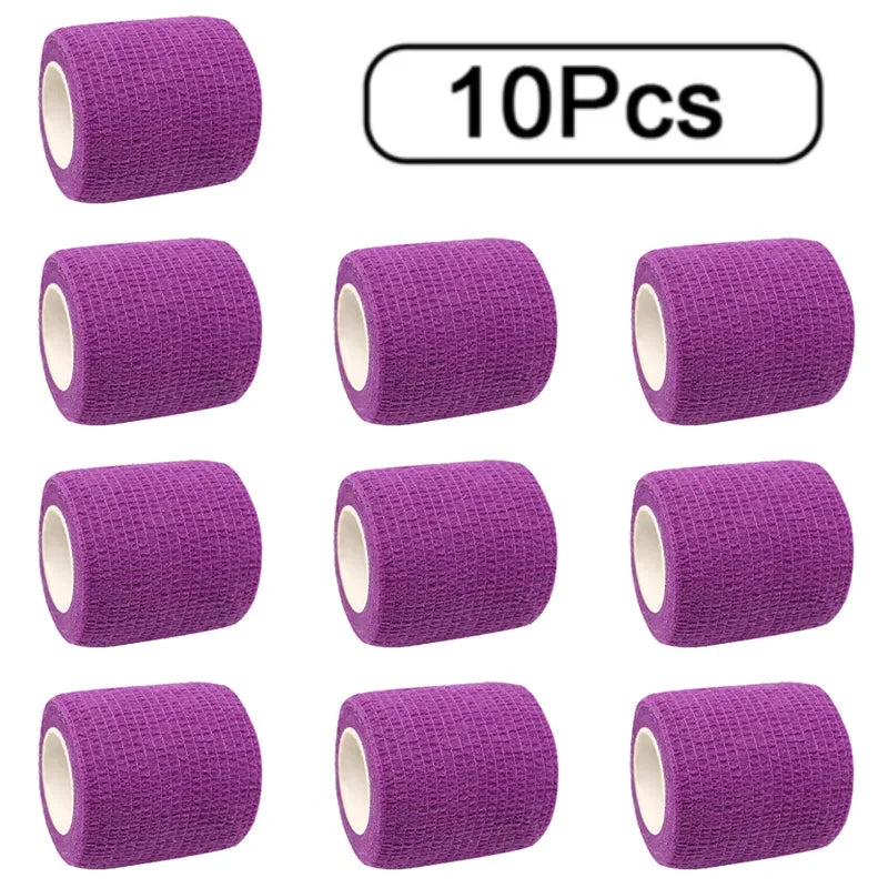 10 Rolls Athletic Wrap Tape Self Adhesive Elastic Bandage Elastoplast Sports Protector Knee Finger Shoulder Tattoo Accessories