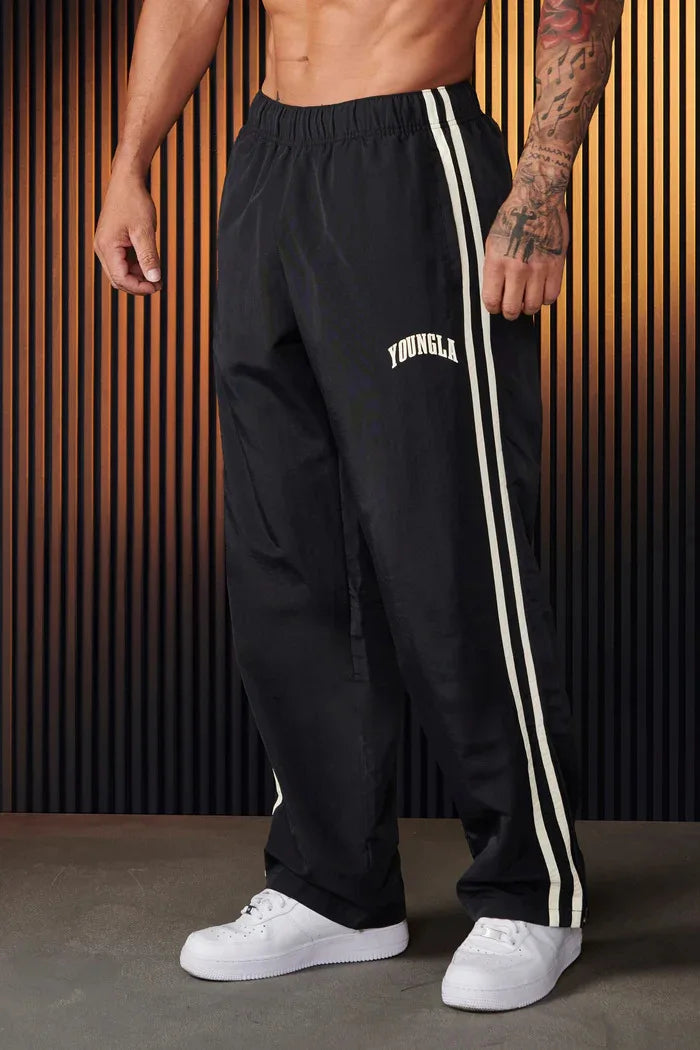 Jogger Men's Sweatpants Gym Sports Fitness Splicing Strips Printing Mid Waist Casual Pants Fashion Men Clothing Wide Leg Pan