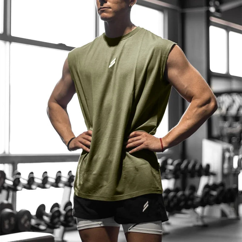 Camiseta deportiva sin mangas para hombre, chaleco de secado rápido, transpirable, holgado, para entrenamiento, Verano