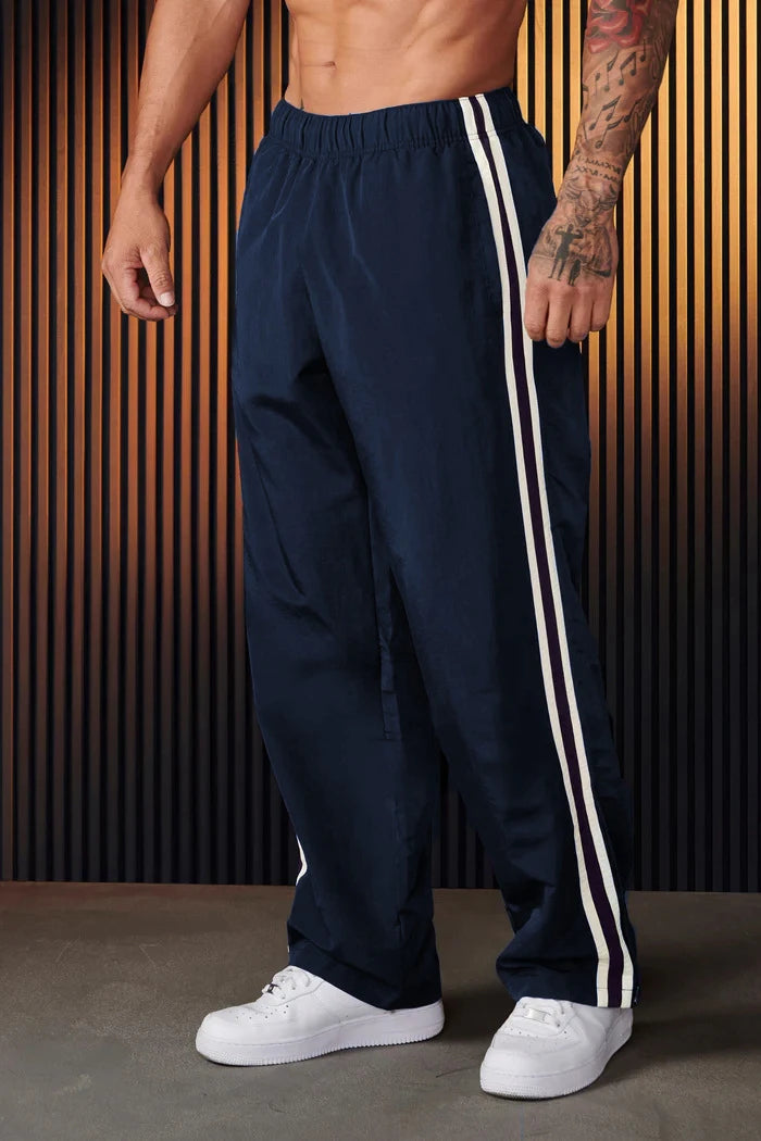 Jogger Men's Sweatpants Gym Sports Fitness Splicing Strips Printing Mid Waist Casual Pants Fashion Men Clothing Wide Leg Pan